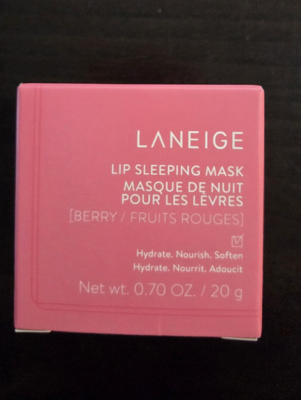 New In Box Laneige Lip Sleeping Mask, Berry, Full Size .7oz Never Opened.